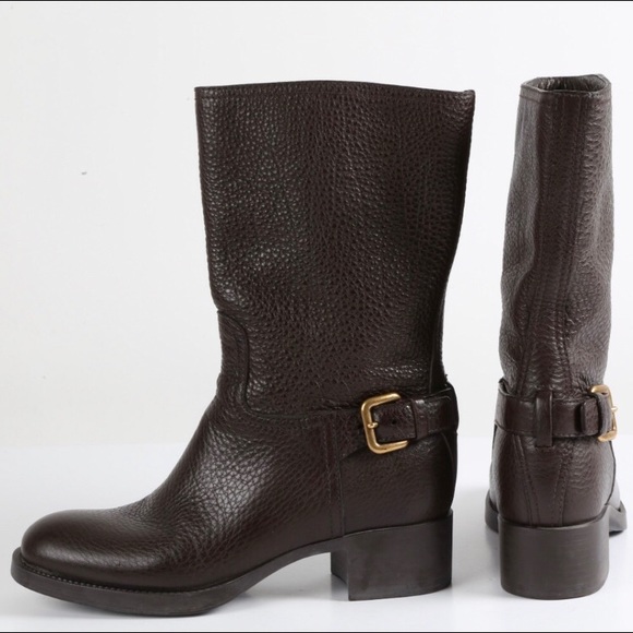 PRADA Brown Leather Ankle Boots - Picture 4 of 6